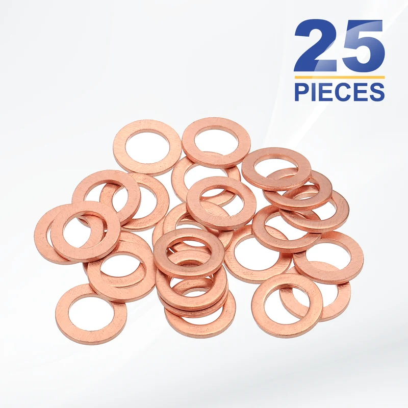 M6x10x1mm Flat Washers, 25PCS Copper Automotive Drain Plug Gaskets, Purple
