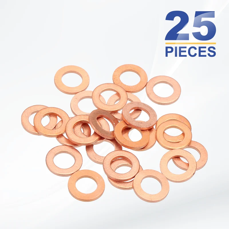 M5x9x1mm Flat Washers, 25PCS Copper Automotive Drain Plug Gaskets, Purple