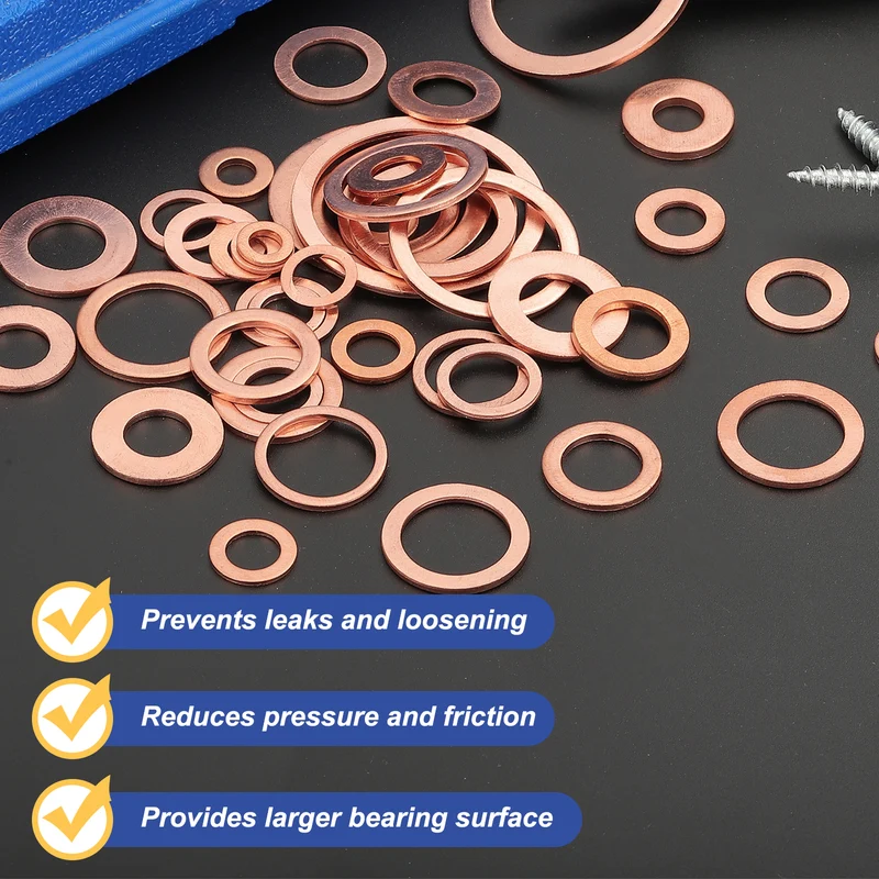 M5x9x1mm Flat Washers, 25PCS Copper Automotive Drain Plug Gaskets, Purple