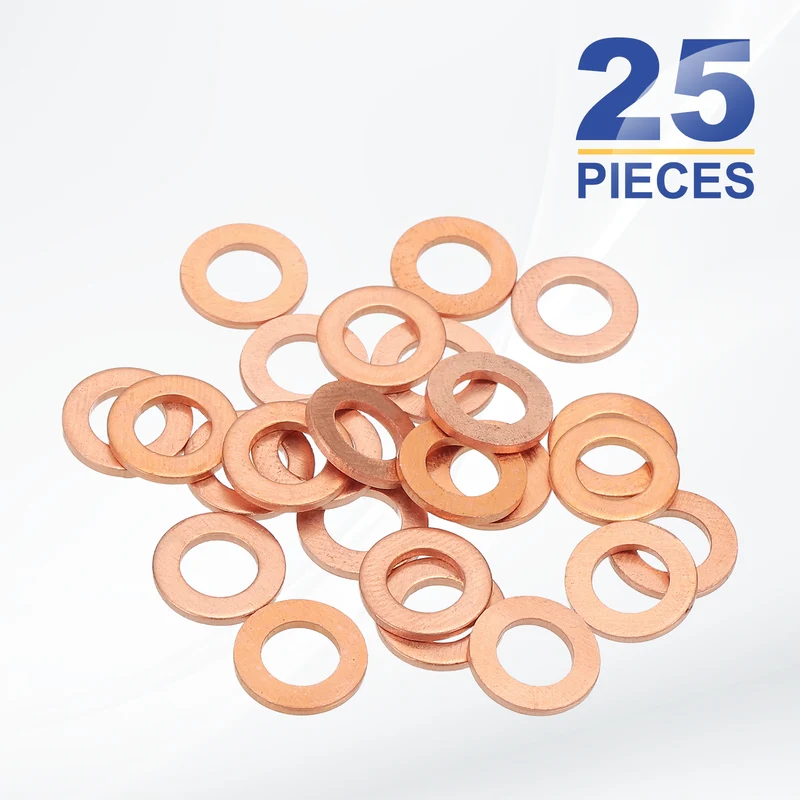 M4x8x1mm Flat Washers, 25PCS Copper Automotive Drain Plug Gaskets, Purple
