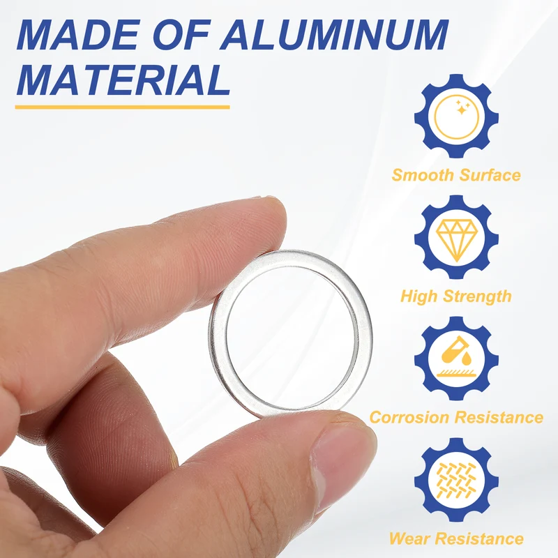 M22x28x1.5mm Flat Washers, 50PCS Aluminum Automotive Drain Plug Gaskets, Silver