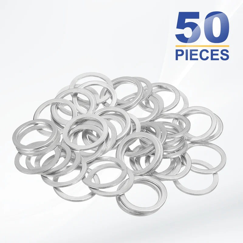 M20x26x1.5mm Flat Washers, 50PCS Aluminum Automotive Drain Plug Gaskets, Silver