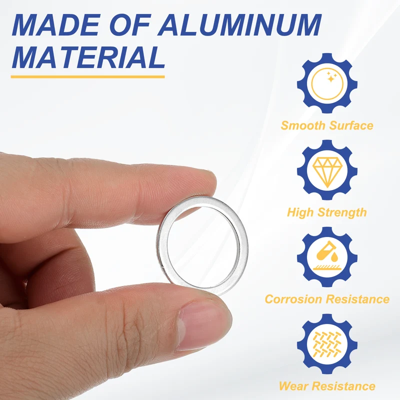 M20x26x1.5mm Flat Washers, 50PCS Aluminum Automotive Drain Plug Gaskets, Silver
