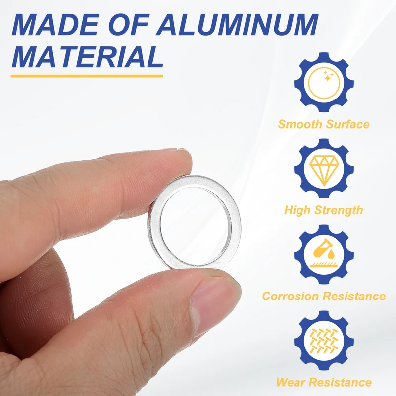 M18x24x1.5mm Flat Washers, 50PCS Aluminum Automotive Drain Plug Gaskets, Silver