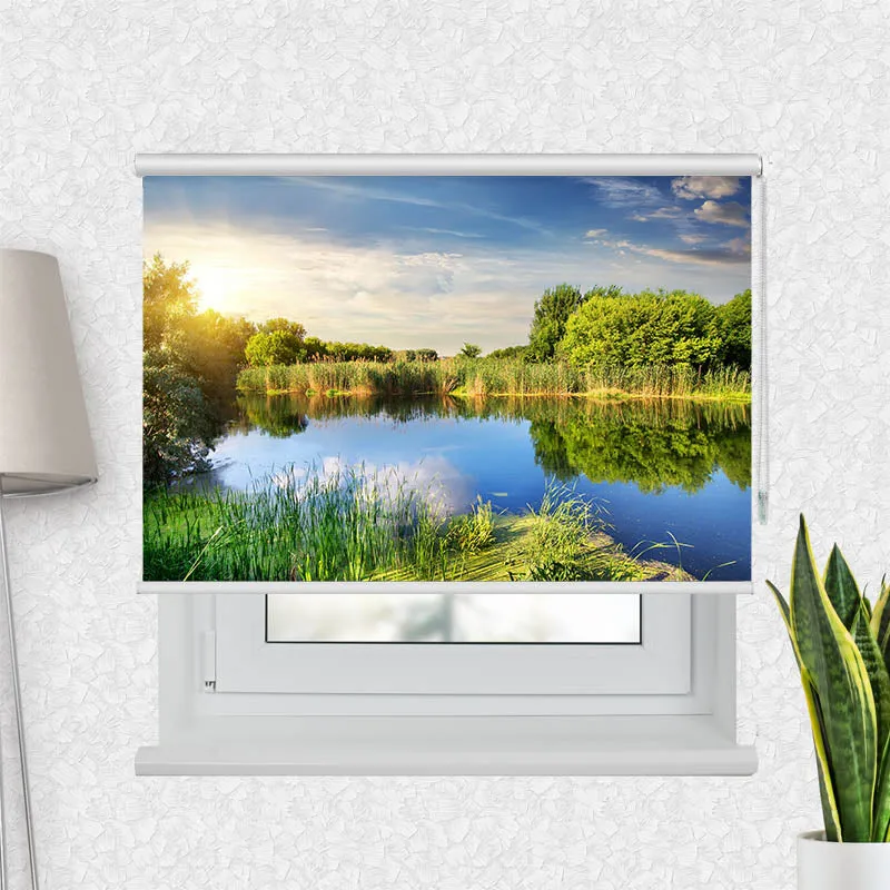 Motivrollo 'Idyllischer Waldsee' | Bis B 430 x H 440 cm