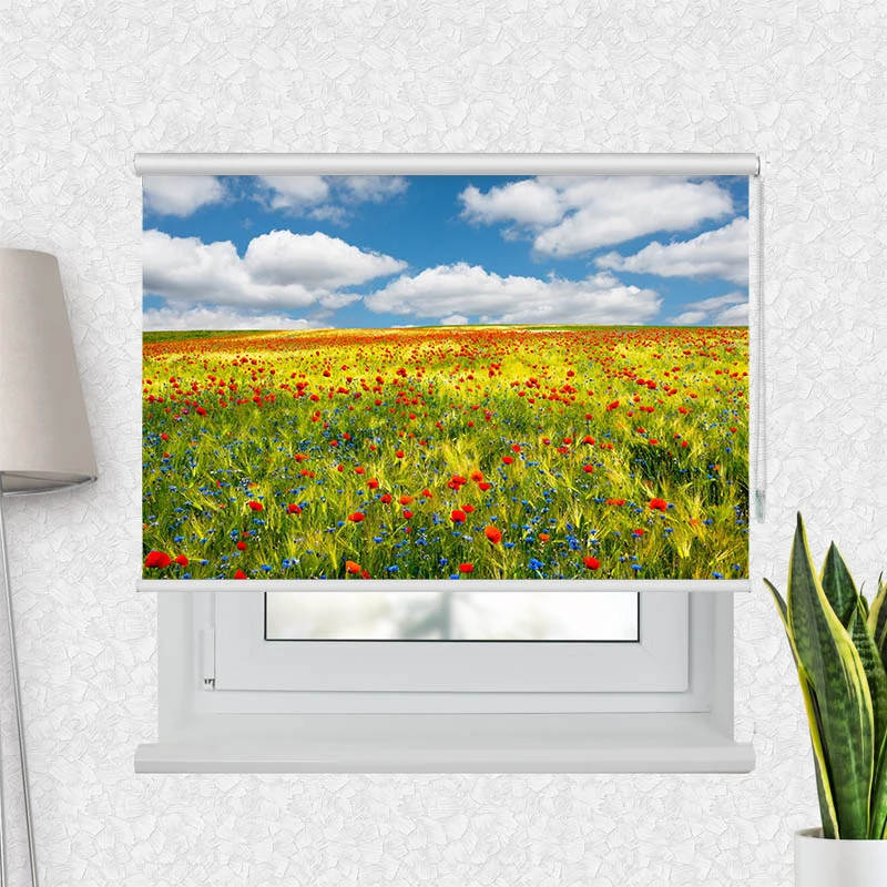 Motivrollo 'Kornfeld Mohnblumen Feld' | Bis B 430 x H 440 cm