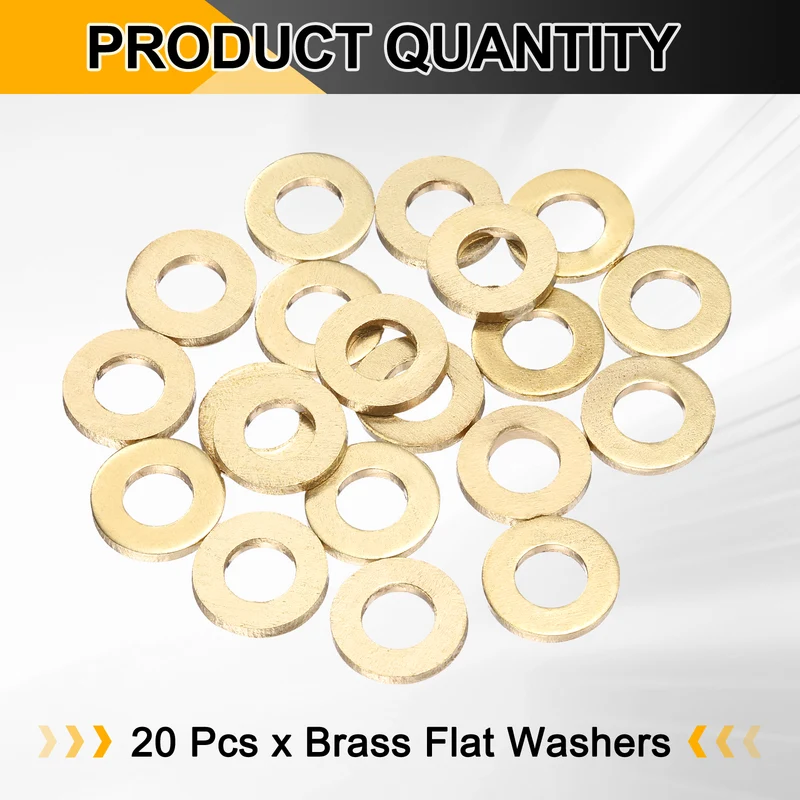 20Pcs M6 Flat Washer 12mmx6mmx1.5mm Brass Sealing Washers for Screws Bolt
