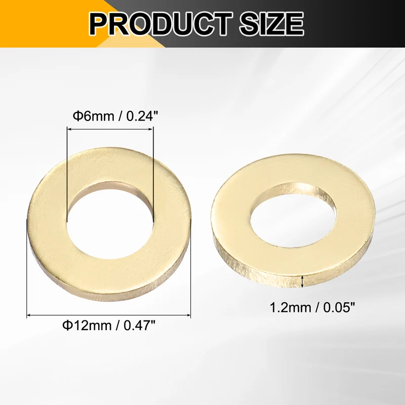 20Pcs M6 Flat Washer, 12mmx6mmx1.2mm Brass Sealing Washers for Screws Bolt