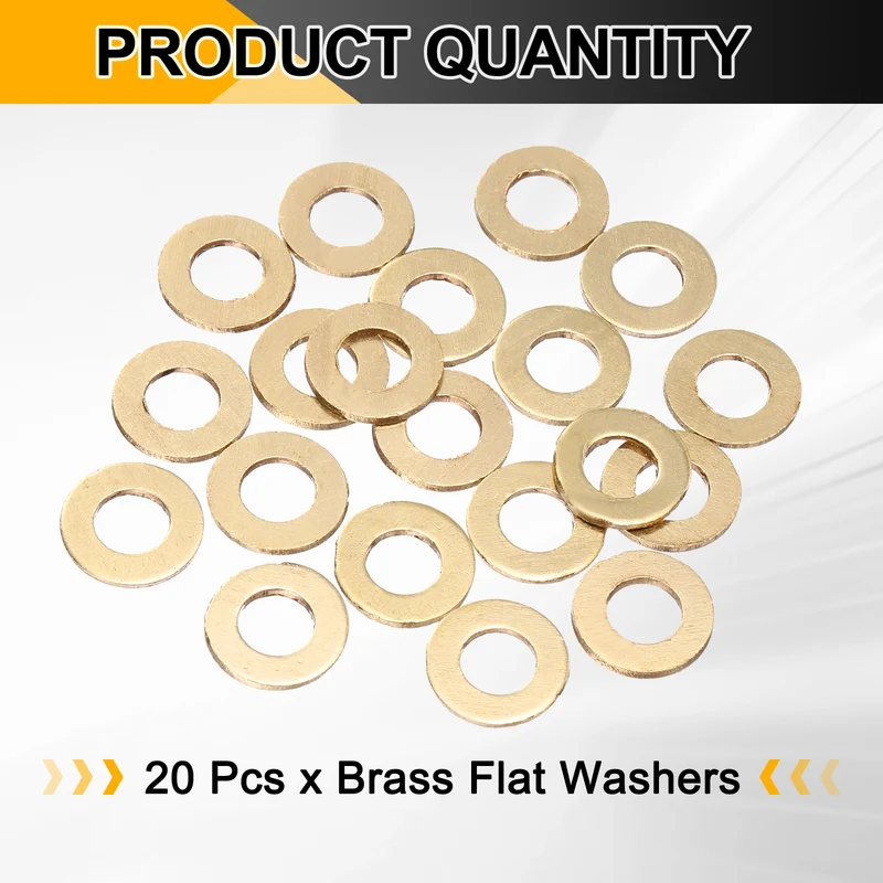 20Pcs M6 Flat Washer 12mmx6mmx1mm Brass Sealing Washers for Screws Bolt