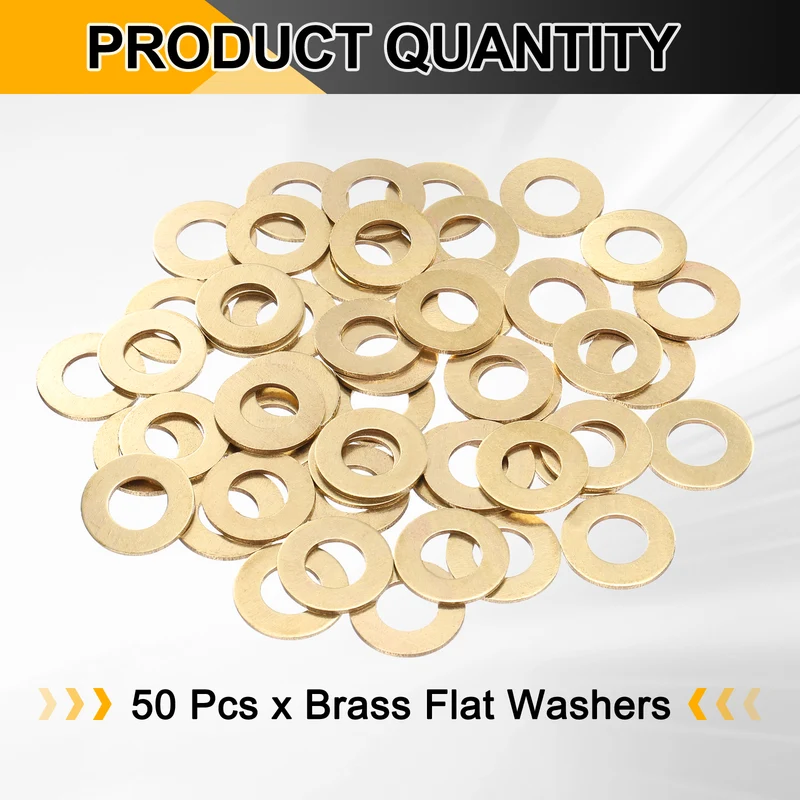 50Pcs M12 Flat Washer, 24mmx12mmx1.5mm Brass Sealing Washers for Screws Bolt