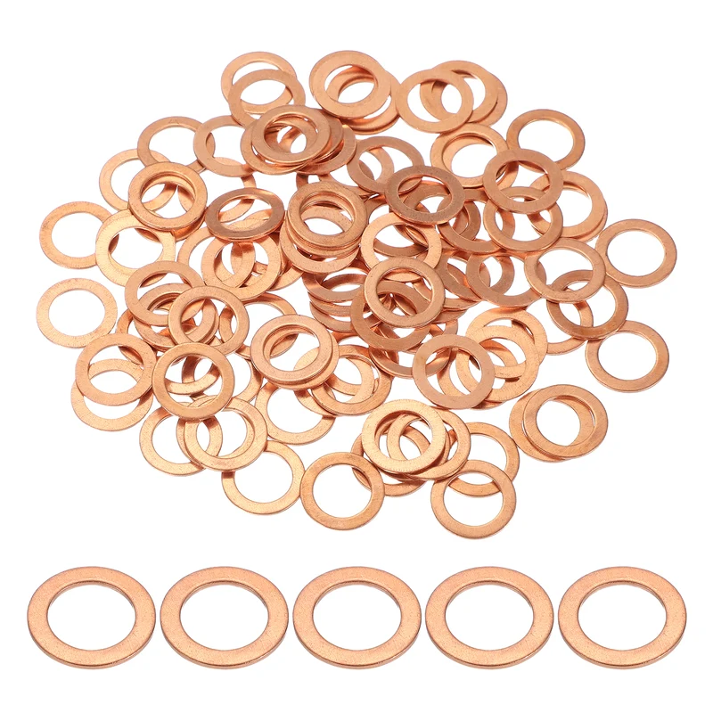 M12 Copper Washer Sealing Ring, 100 Pieces 12mm ID 18mm OD 1mm Thickness Metric