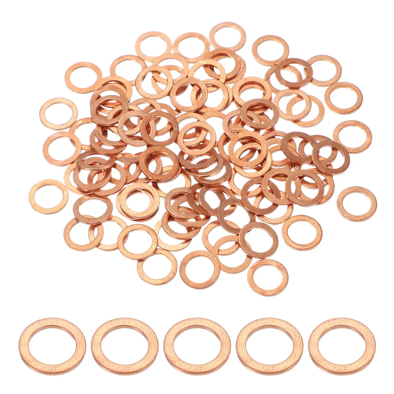 M8 Copper Washer Sealing Ring, 100 Pieces 8mm ID 12mm OD 1mm Thickness Metric