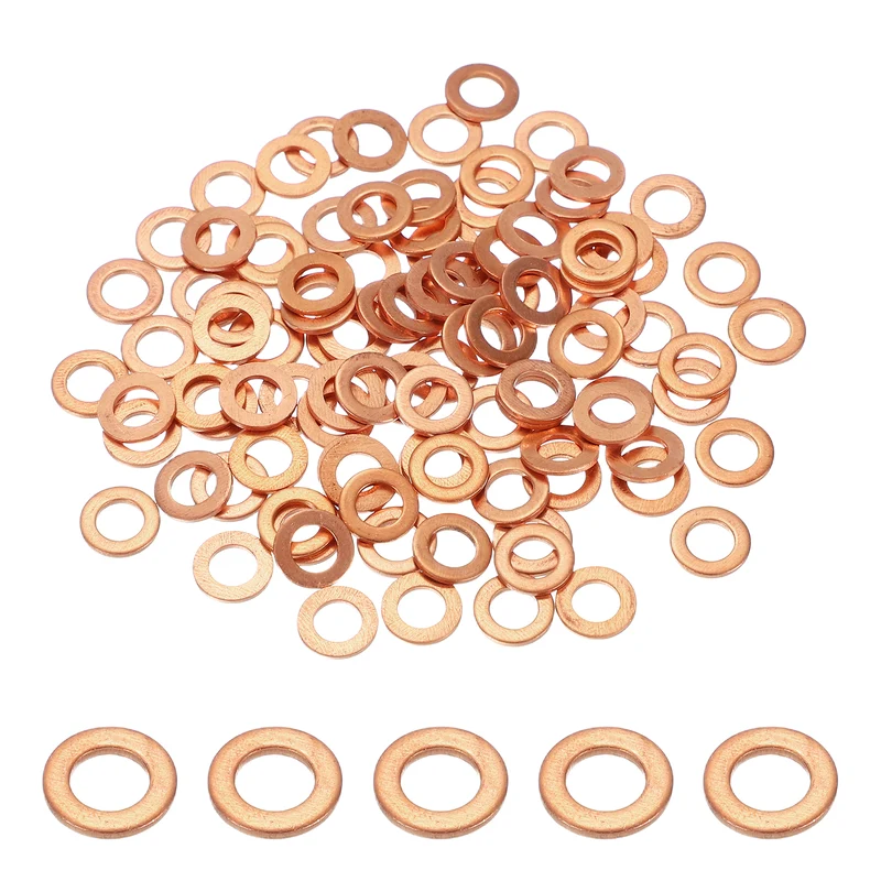 M5 Copper Washer Sealing Ring, 100 Pieces 5mm ID 9mm OD 1mm Thickness Metric