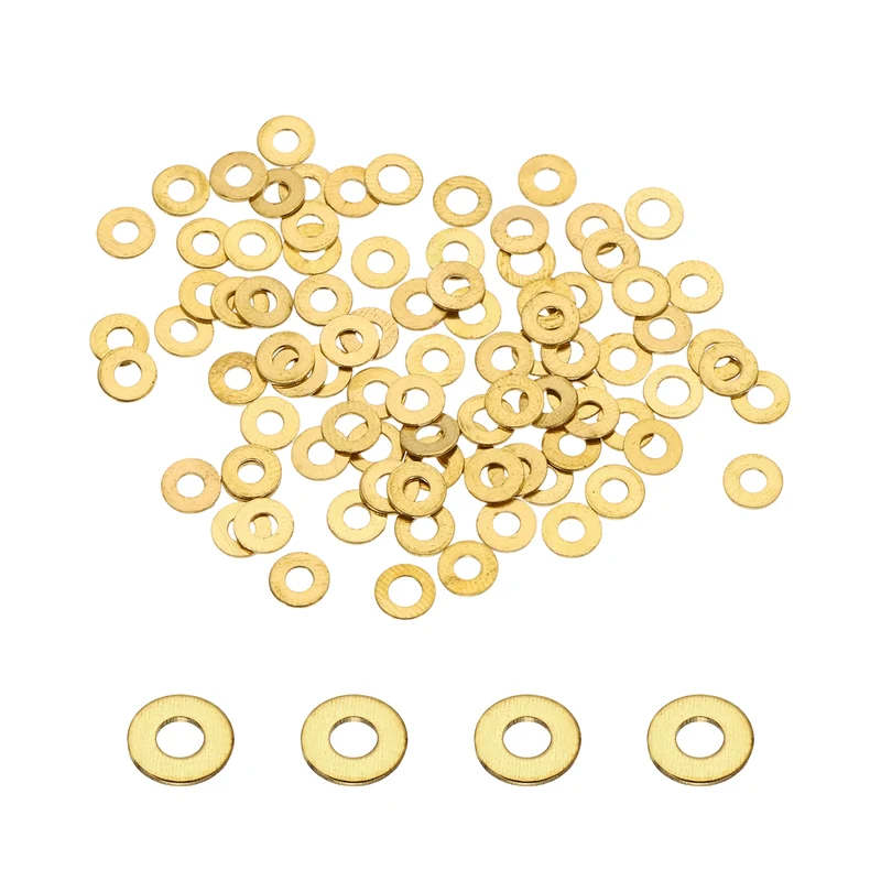 M2.5x5x0.4mm Flat Washer, 220PCS Brass Automotive Drain Plug Gasket, Golden