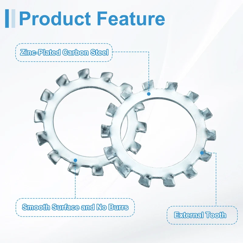 5Pcs 1" Zinc-Plated Carbon Steel External Tooth Lock Washer