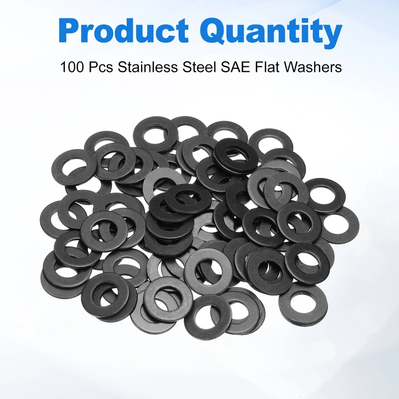 100 Pcs Fender Washer, M10 Carbon Steel Flat Washer Fastener Gasket, Black