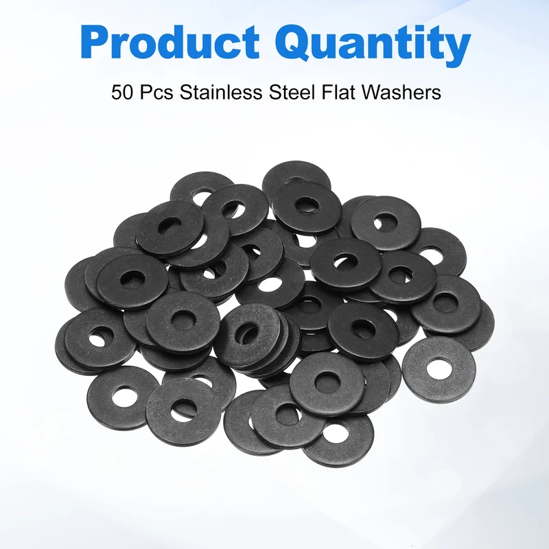 50 Pcs Fender Washer, M6 304 Stainless Steel Flat Washer Fastener Gasket, Silver