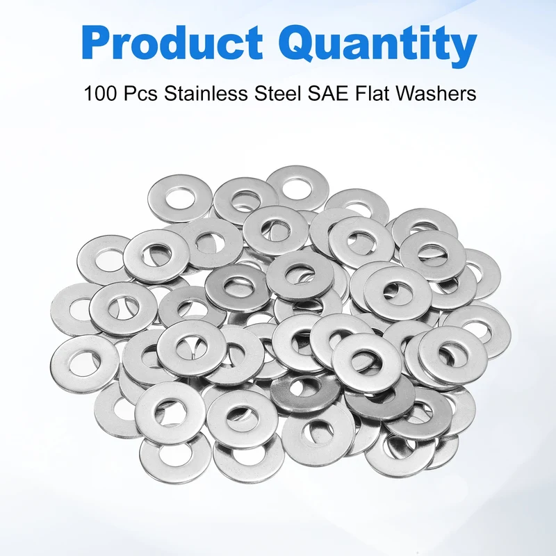 100 Pcs Fender Washer, M8 304 Stainless Steel Flat Washer Gasket, Silver