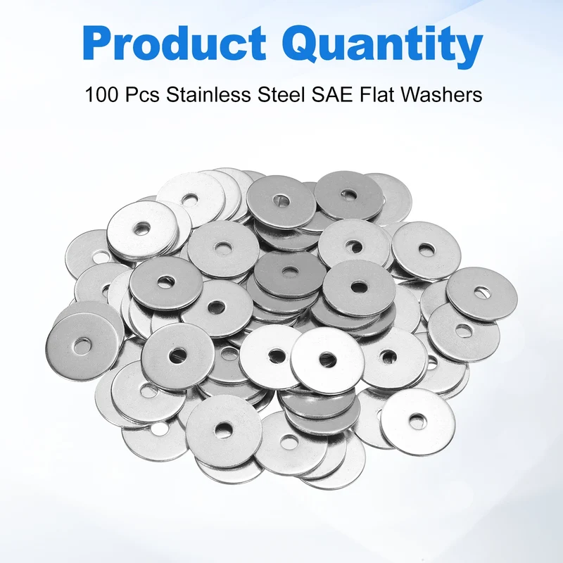 100 Pcs Fender Washer, M4 304 Stainless Steel Flat Washer Gasket, Silver