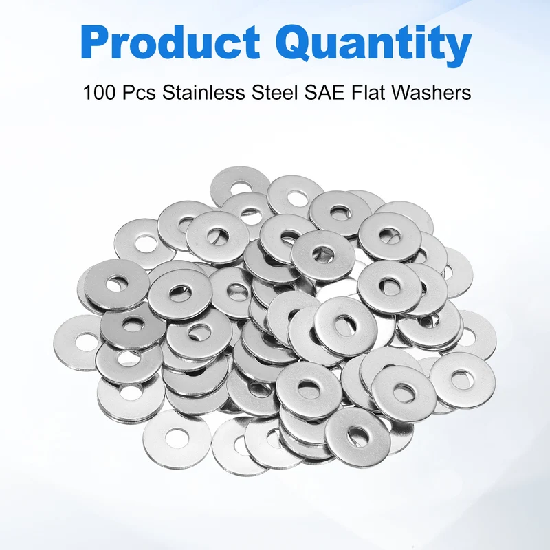 100 Pcs Fender Washer, M6 304 Stainless Steel Flat Washer Gasket, Silver