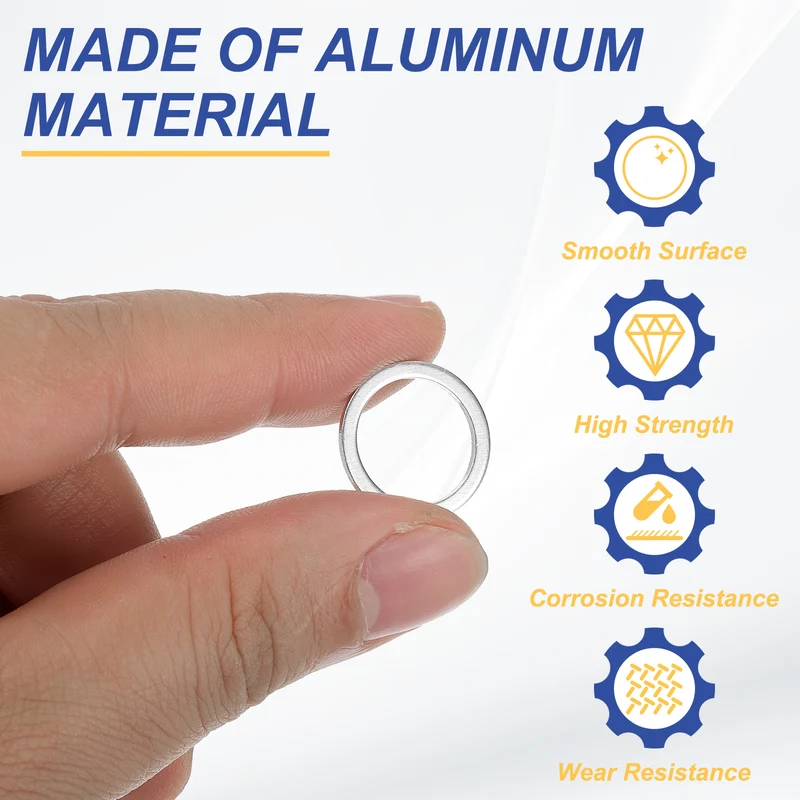 M14x18x1mm Flat Washers, 50PCS Aluminum Automotive Drain Plug Gaskets, Silver