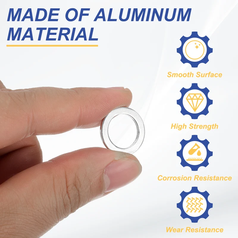 M12x18x1.5mm Flat Washers, 50PCS Aluminum Automotive Drain Plug Gaskets, Silver