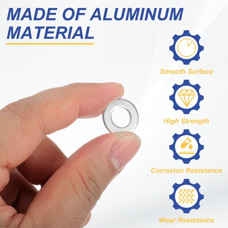 M8x16x1mm Flat Washers, 50PCS Aluminum Automotive Drain Plug Gaskets, Silver