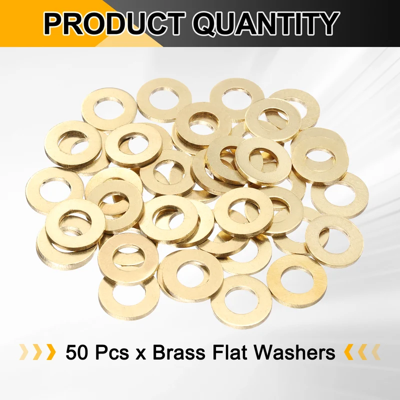 50Pcs M10 Flat Washer, 20mmx10mmx1.5mm Brass Sealing Washers for Screws Bolt
