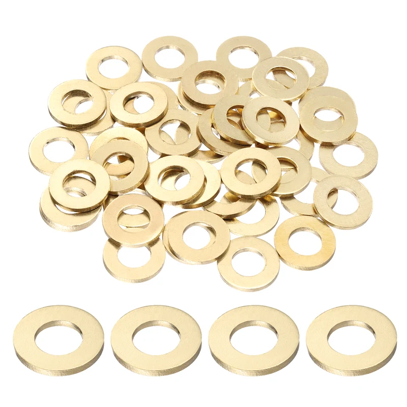 50Pcs M10 Flat Washer, 20mmx10mmx1.2mm Brass Sealing Washers for Screws Bolt
