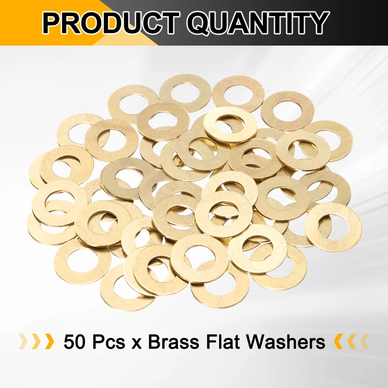 50Pcs M10 Flat Washer, 20mmx10mmx1mm Brass Sealing Washers for Screws Bolt