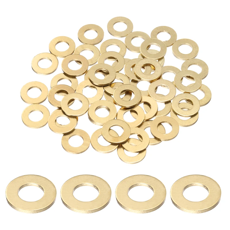 50Pcs M8 Flat Washer, 16mmx8mmx1.5mm Brass Sealing Washers for Screws Bolt