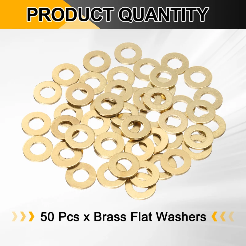 50Pcs M8 Flat Washer, 16mmx8mmx1.5mm Brass Sealing Washers for Screws Bolt