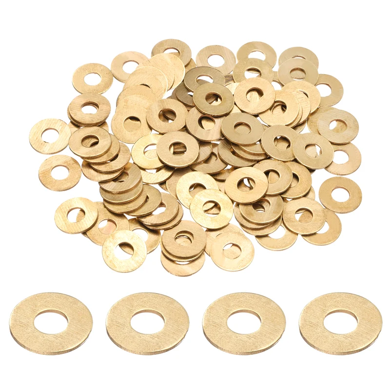 100Pcs M6 Flat Washer, 16mmx6mmx1mm Brass Sealing Washers for Screws Bolt