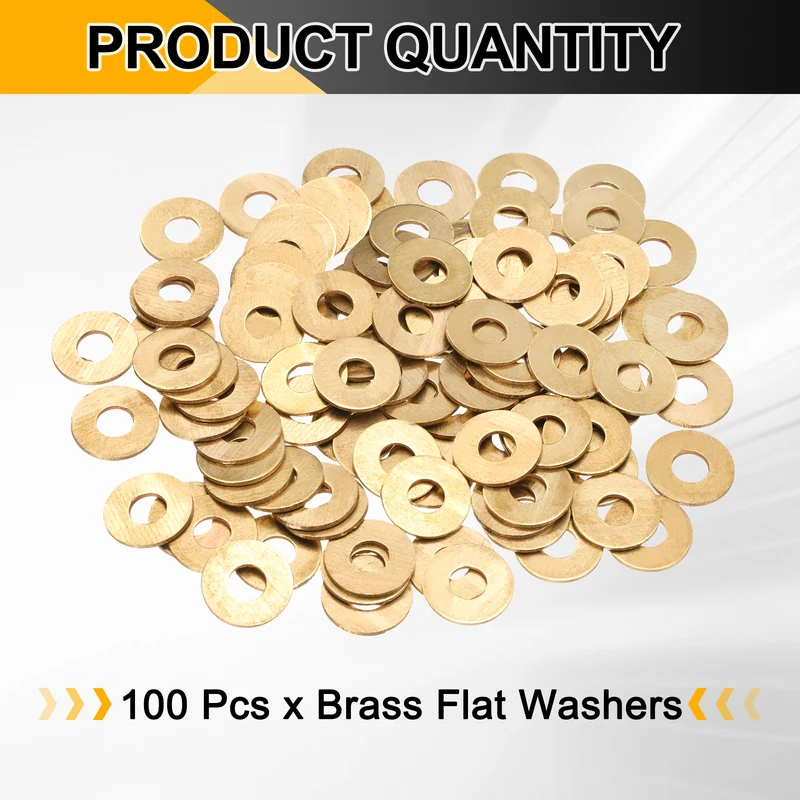 100Pcs M6 Flat Washer, 16mmx6mmx1mm Brass Sealing Washers for Screws Bolt