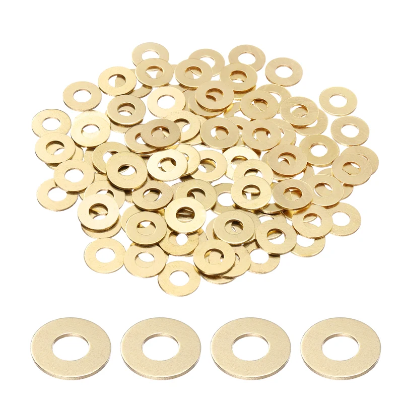100Pcs M6 Flat Washer, 14mmx6mmx1mm Brass Sealing Washers for Screws Bolt