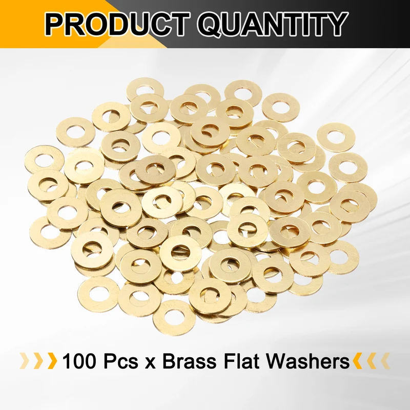 100Pcs M6 Flat Washer, 14mmx6mmx1mm Brass Sealing Washers for Screws Bolt