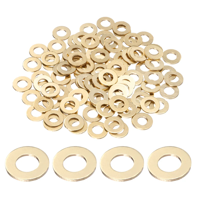 100Pcs M6 Flat Washer, 12mmx6mmx1mm Brass Sealing Washers for Screws Bolt