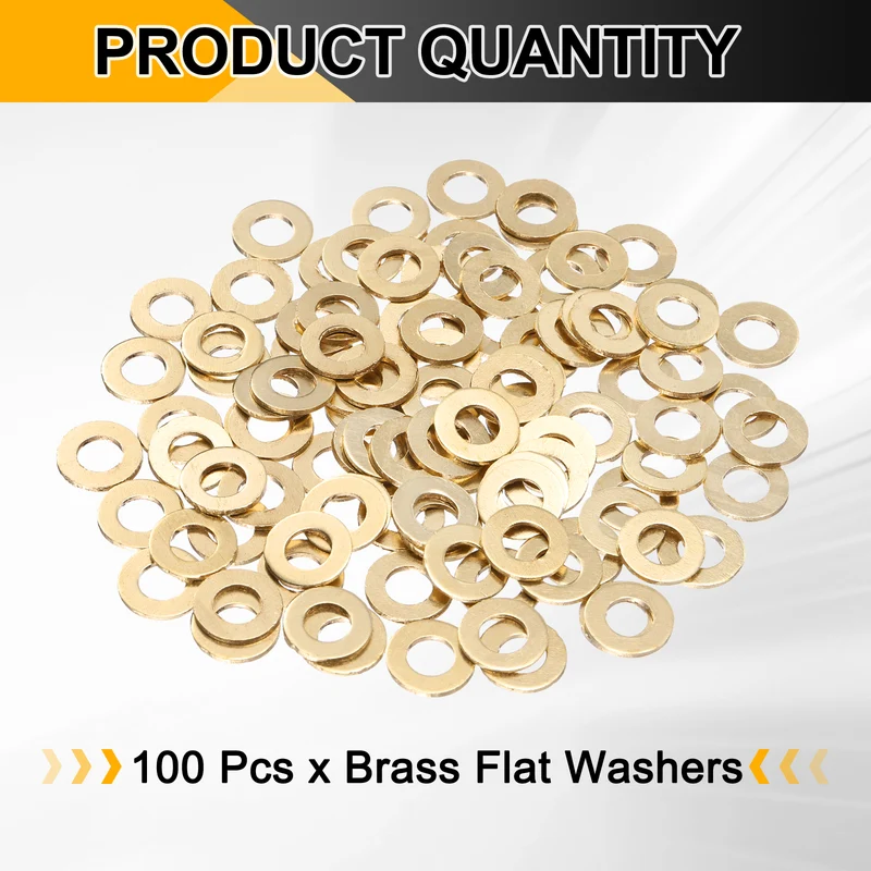 100Pcs M6 Flat Washer, 12mmx6mmx1mm Brass Sealing Washers for Screws Bolt