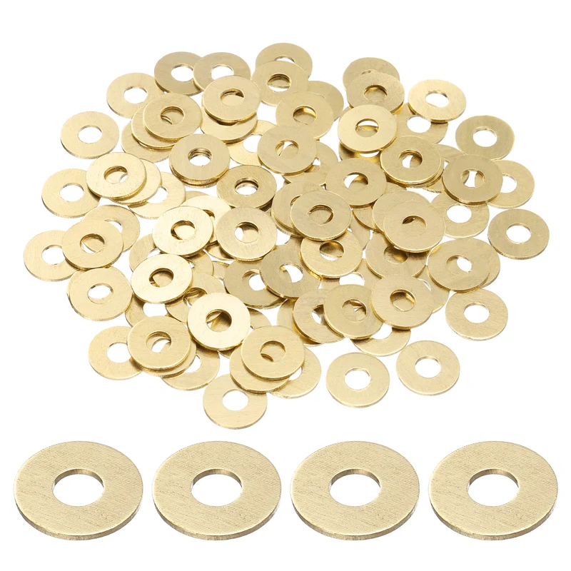 100Pcs M5 Flat Washer, 14mmx5mmx1mm Brass Sealing Washers for Screws Bolt