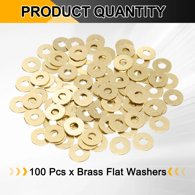 100Pcs M5 Flat Washer, 14mmx5mmx1mm Brass Sealing Washers for Screws Bolt