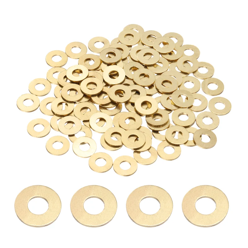 100Pcs M5 Flat Washer, 12mmx5mmx1mm Brass Sealing Washers for Screws Bolt