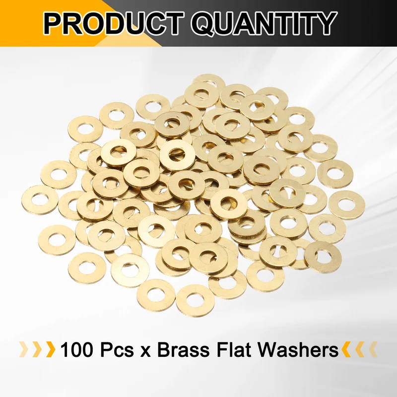 100Pcs M5 Flat Washer, 12mmx5mmx1mm Brass Sealing Washers for Screws Bolt