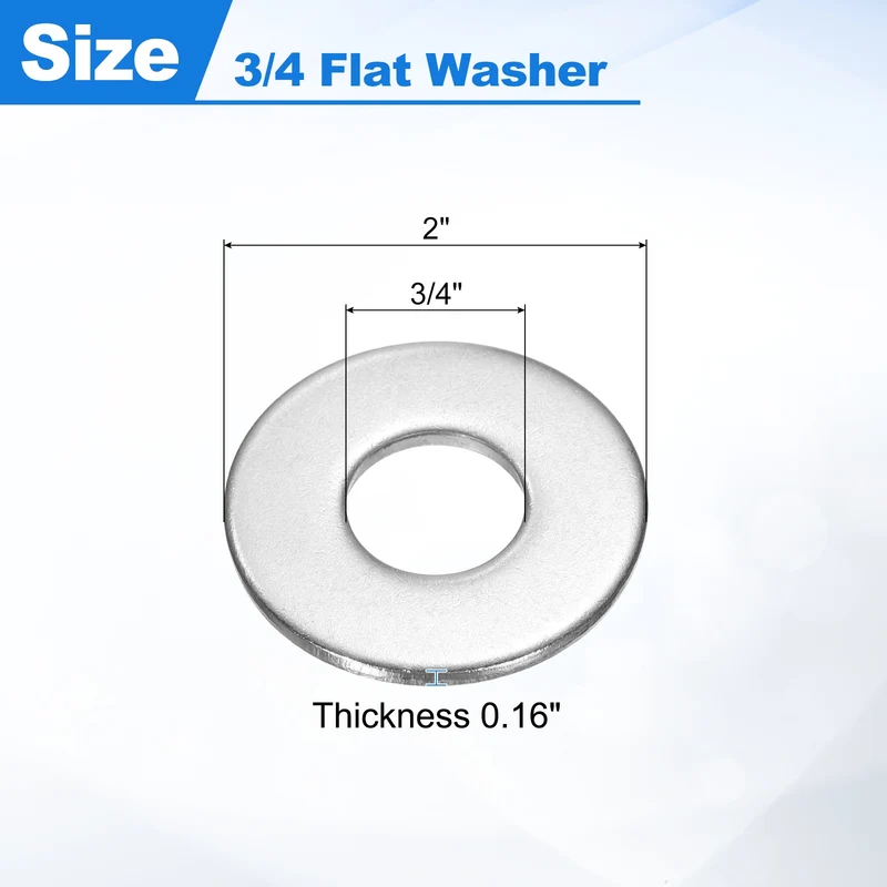6 Pcs Fender Washer, 3/4 Inch 304 Stainless Steel Flat Washer, Silver Tone