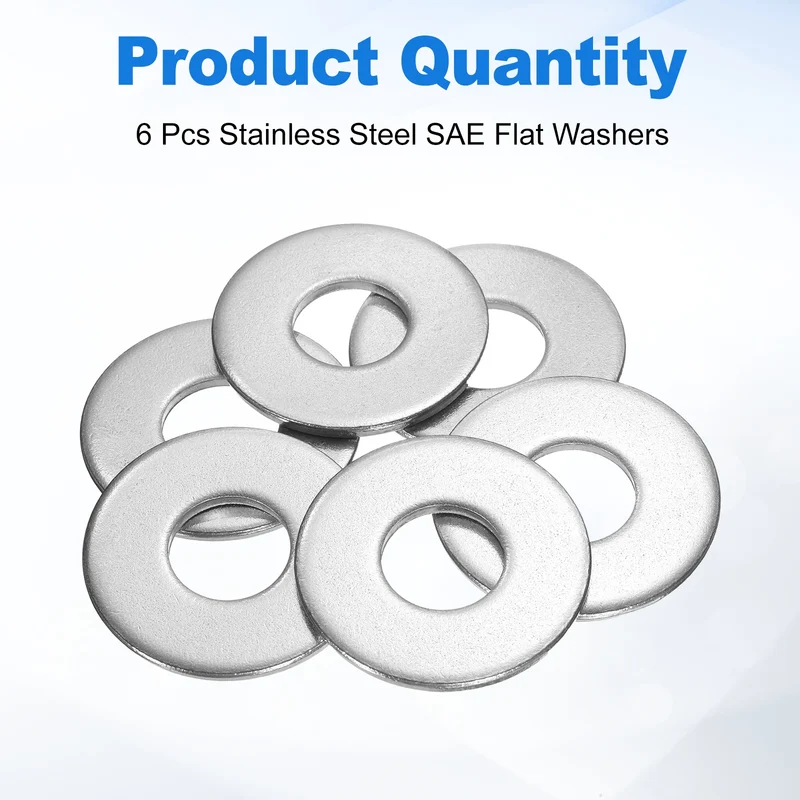 6 Pcs Fender Washer, 3/4 Inch 304 Stainless Steel Flat Washer, Silver Tone