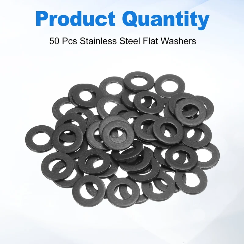 50Pcs Fender Washers, M10 Carbon Steel Flat Washer 20mm OD 2mm Thick