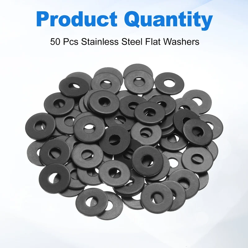50Pcs Fender Washers, M6 Carbon Steel Flat Washer 18mm OD 1.5mm Thick