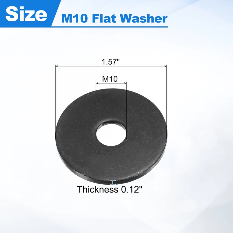 20Pcs Fender Washers M10 Carbon Steel Flat Washer 40mm OD 3mm Thick