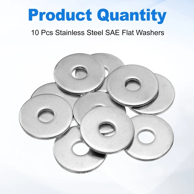 10 Pcs Fender Washer, M12 304 Stainless Steel Flat Washer Gasket, Silver