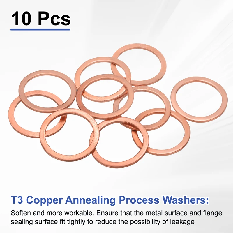 10Pcs Flat Washers M22x28x1.5mm Copper Sealing Washer Sealing Ring Gasket)