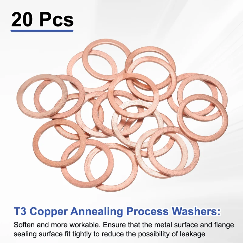 20 Pcs Flat Washers, M20x26x1.5mm Copper Sealing Washer, Sealing Ring Gasket